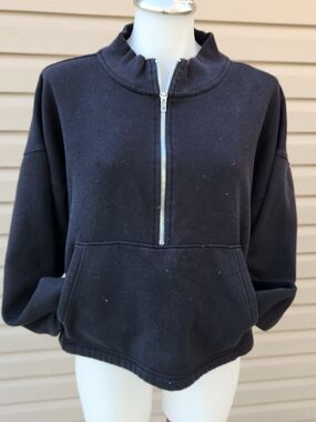PINK Victoria's Secret Black Half-Zip Sweatshirt Large